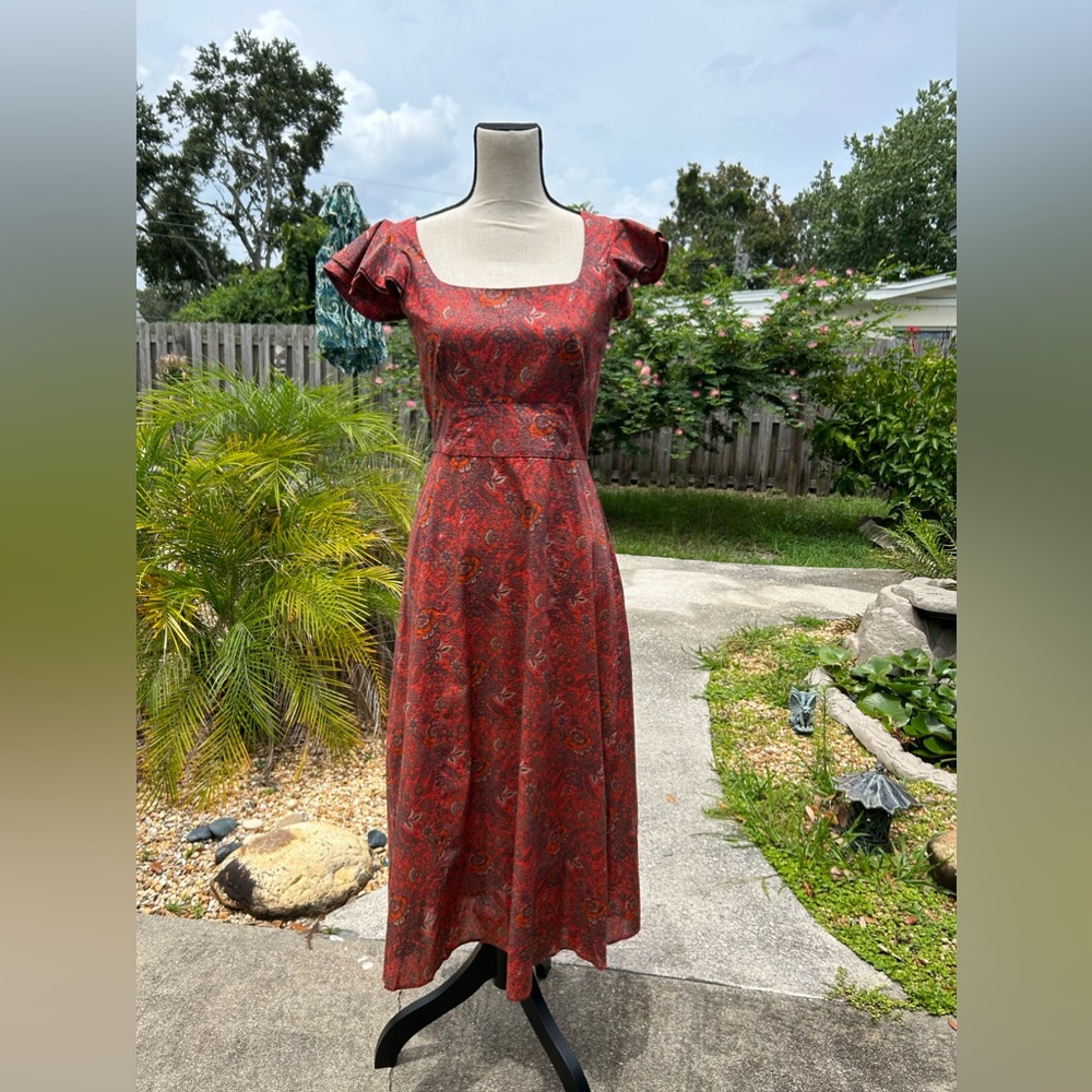 Antonio Melani Spanish Style Red Floral Maxi Dress